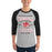 Man wearing Tomball High School Cougars Unisex 3/4 sleeve Raglan T-shirt 230