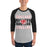 Man wearing Tomball High School Cougars Unisex 3/4 sleeve Raglan T-shirt 233