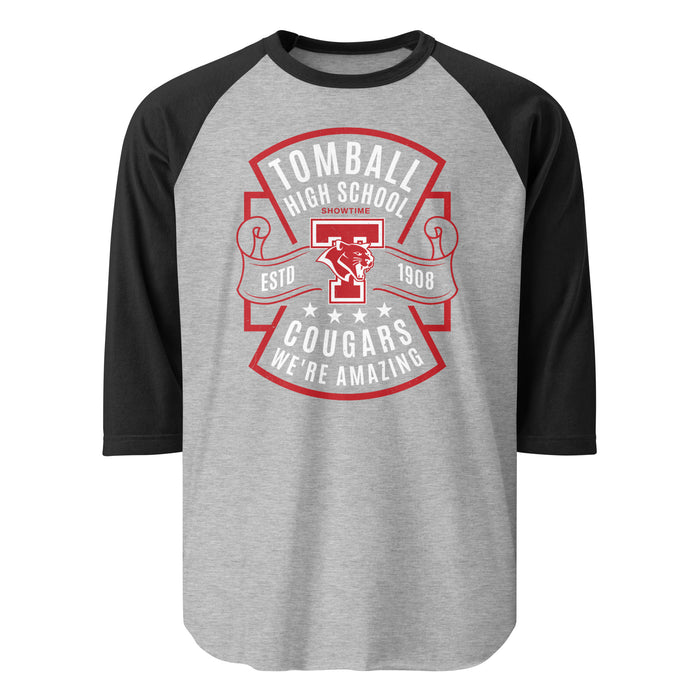 Tomball High School Cougars Unisex 3/4 sleeve Raglan T-shirt 207