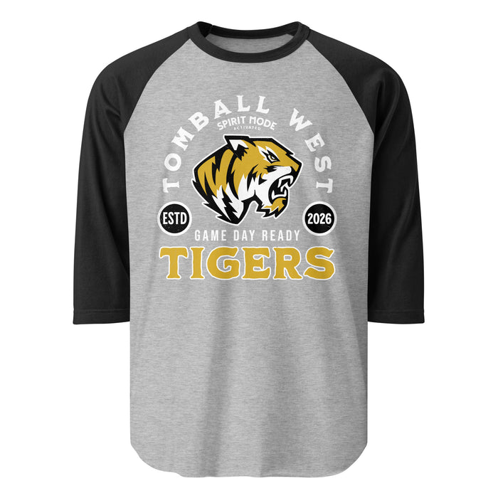 Tomball West High School Tigers Unisex 3/4 sleeve Raglan T-shirt 208