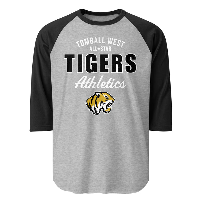 Tomball West High School Tigers Unisex 3/4 sleeve Raglan T-shirt 034