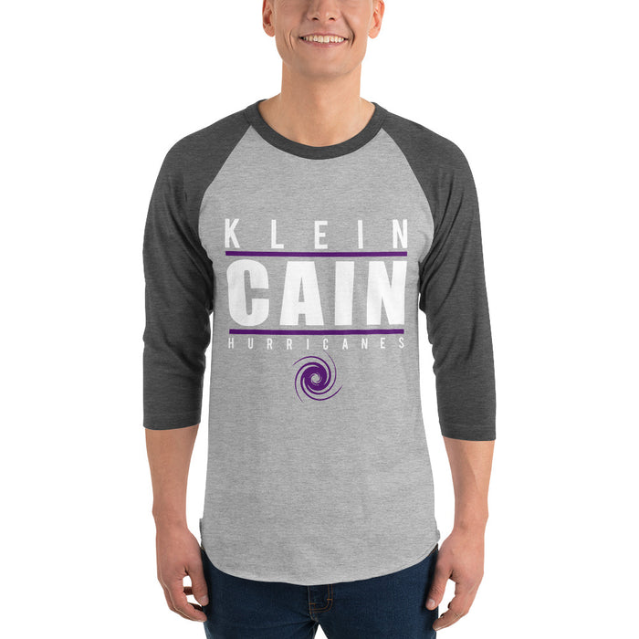 Man wearing a Klein Cain High School Hurricanes 3/4 Sleeve Raglan T-shirt 07