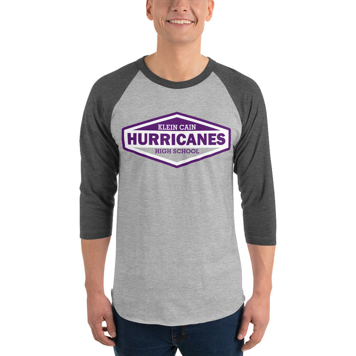 Man wearing a Klein Cain High School Hurricanes 3/4 Sleeve Raglan T-shirt 09