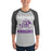 Man wearing a Klein Cain High School Hurricanes Unisex 3/4 Sleeve Raglan T-shirt 233