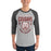 Man wearing a Cinco Ranch High School Cougars Unisex 3/4 sleeve Raglan T-shirt 201