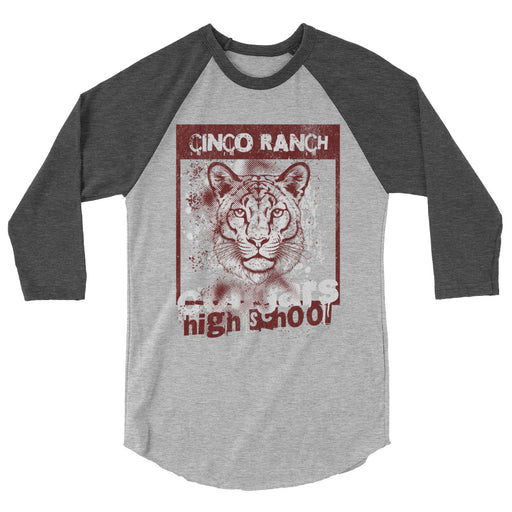 Cinco Ranch High School Cougars Unisex 3/4 sleeve Raglan T-shirt 202