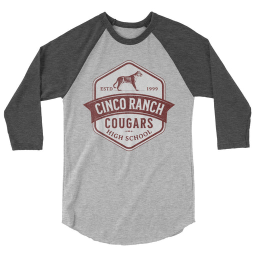 Cinco Ranch High School Cougars Unisex 3/4 sleeve Raglan T-shirt 203