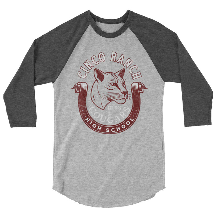 Cinco Ranch High School Cougars Unisex 3/4 sleeve Raglan T-shirt 206