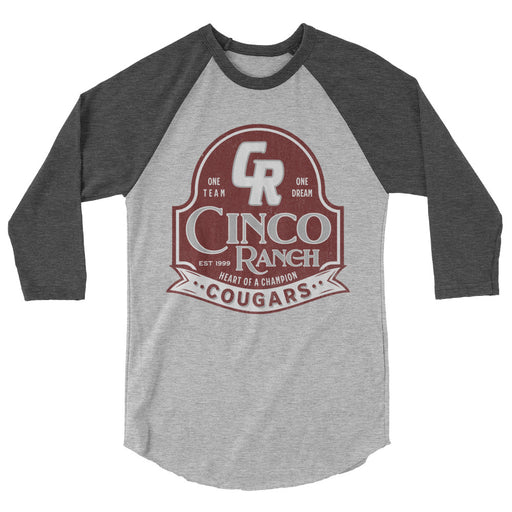 Cinco Ranch High School Cougars Unisex 3/4 sleeve Raglan T-shirt 207