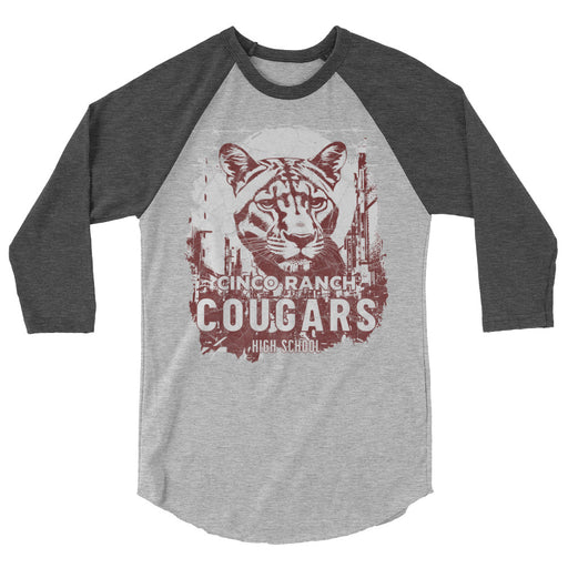 Cinco Ranch High School Cougars Unisex 3/4 sleeve Raglan T-shirt 209