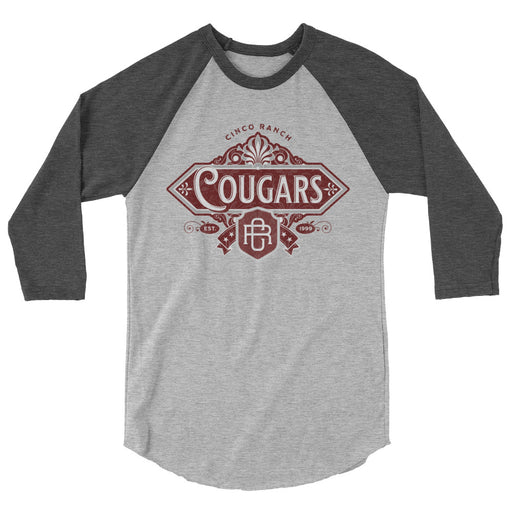 Cinco Ranch High School Cougars Unisex 3/4 sleeve Raglan T-shirt 210