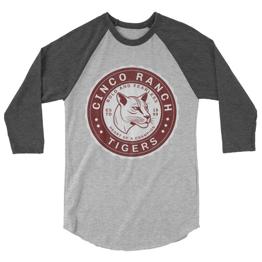 Cinco Ranch High School Cougars Unisex 3/4 sleeve Raglan T-shirt 212