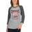 Woman wearing a Cinco Ranch High School Cougars Unisex 3/4 sleeve Raglan T-shirt 214