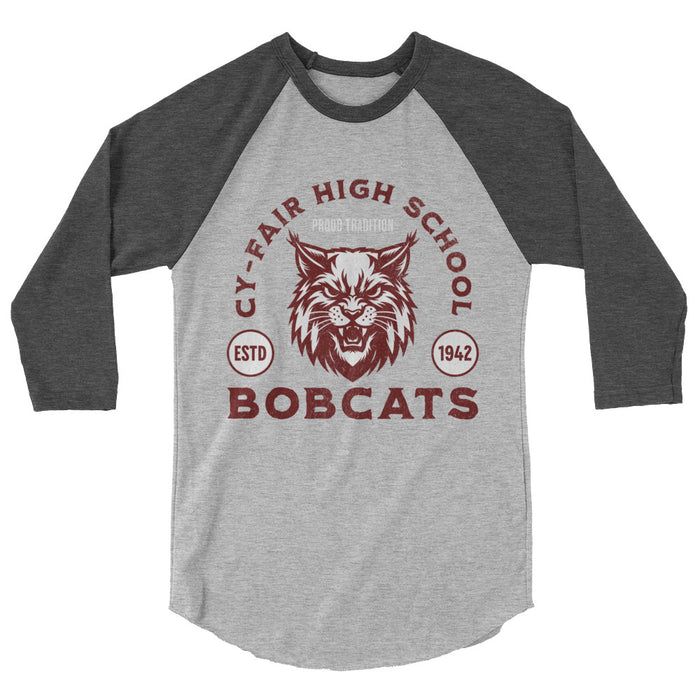 Cy-Fair High School Bobcats Unisex 3/4 sleeve Raglan T-shirt 208