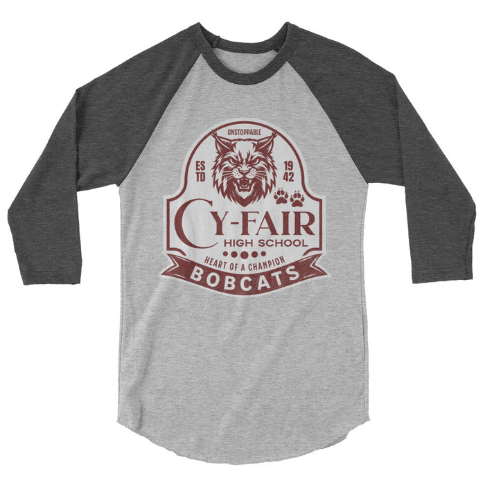 Cy-Fair High School Bobcats Unisex 3/4 sleeve Raglan T-shirt 219