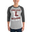 Man wearing Lewisville High School Farmers Unisex 3/4 Sleeve Raglan T-shirt 205