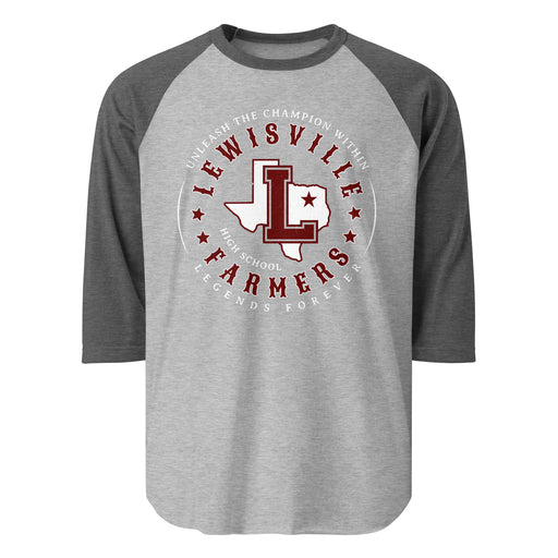 Lewisville High School Farmers Unisex 3/4 Sleeve Raglan T-shirt 214