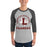 Man wearing Lewisville High School Farmers Unisex 3/4 Sleeve Raglan T-shirt 208