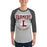 Man wearing Lewisville High School Farmers Unisex 3/4 Sleeve Raglan T-shirt 213