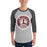 Man wearing Lewisville High School Farmers Unisex 3/4 Sleeve Raglan T-shirt 220