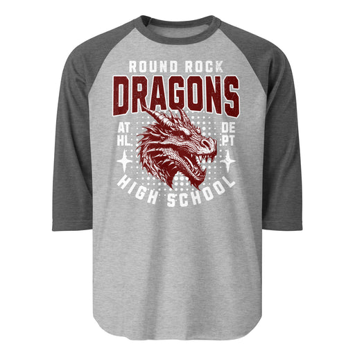 Round Rock High School Dragons Unisex 3/4 sleeve Raglan T-shirt 204