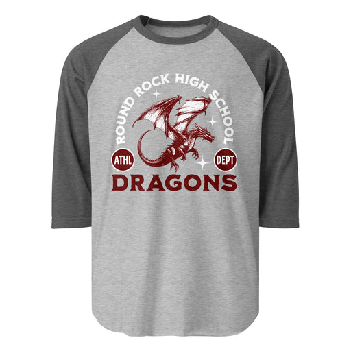 Round Rock High School Dragons Unisex 3/4 sleeve Raglan T-shirt 208