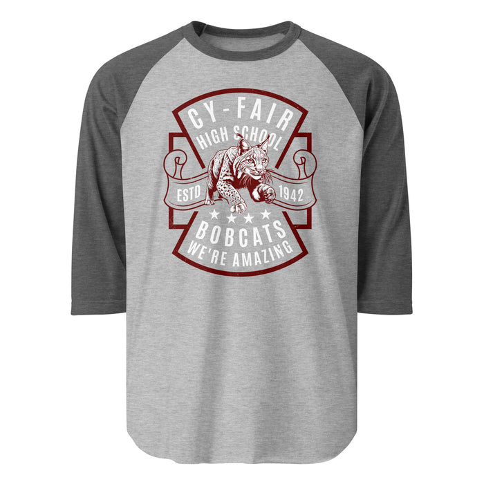 Cy-Fair High School Bobcats Unisex 3/4 sleeve Raglan T-shirt 207