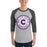 Man wearing Klein Cain High School Hurricanes Unisex 3/4 Sleeve Raglan T-shirt 203