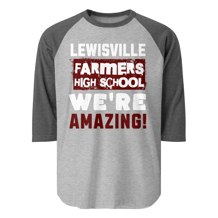 Lewisville High School Farmers Unisex 3/4 Sleeve Raglan T-shirt 231