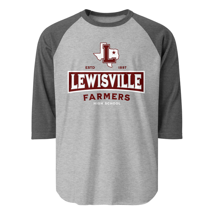 Lewisville High School Farmers Unisex 3/4 Sleeve Raglan T-shirt 202