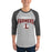 Man wearing Lewisville High School Farmers Unisex 3/4 Sleeve Raglan T-shirt 234