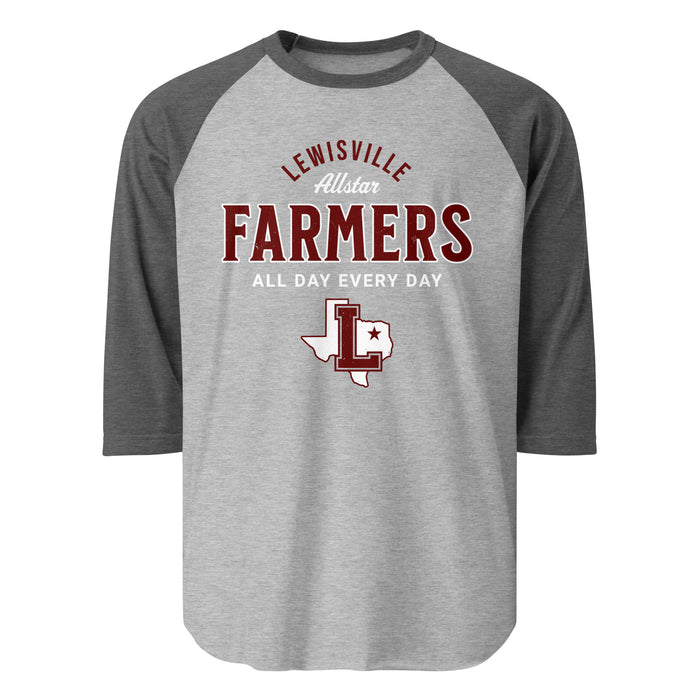 Lewisville High School Farmers Unisex 3/4 Sleeve Raglan T-shirt 040