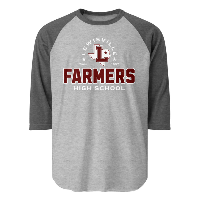 Lewisville High School Farmers Unisex 3/4 Sleeve Raglan T-shirt 222