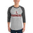 Man wearing Lewisville High School Farmers Unisex 3/4 Sleeve Raglan T-shirt 222