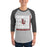 Man wearing Lewisville High School Farmers Unisex 3/4 Sleeve Raglan T-shirt 235