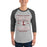 Man wearing Lewisville High School Farmers Unisex 3/4 Sleeve Raglan T-shirt 230