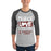 Man wearing Lewisville High School Farmers Unisex 3/4 Sleeve Raglan T-shirt 240