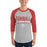 Man wearing a Tomball High School Cougars Unisex 3/4 sleeve Raglan T-shirt 03