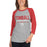 Woman wearing a Tomball High School Cougars Unisex 3/4 sleeve Raglan T-shirt 03