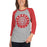 Woman wearing a Tomball High School Cougars Unisex 3/4 sleeve Raglan T-shirt 02