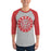 Man wearing a Tomball High School Cougars Unisex 3/4 sleeve Raglan T-shirt 02