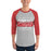 Man wearing a Tomball High School Cougars Unisex 3/4 sleeve Raglan T-shirt 05