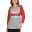 Woman wearing a Tomball High School Cougars Unisex 3/4 sleeve Raglan T-shirt 05