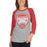 Woman wearing a Tomball High School Cougars Unisex 3/4 sleeve Raglan T-shirt 14