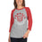 Woman wearing a Tomball High School Cougars Unisex 3/4 sleeve Raglan T-shirt 19