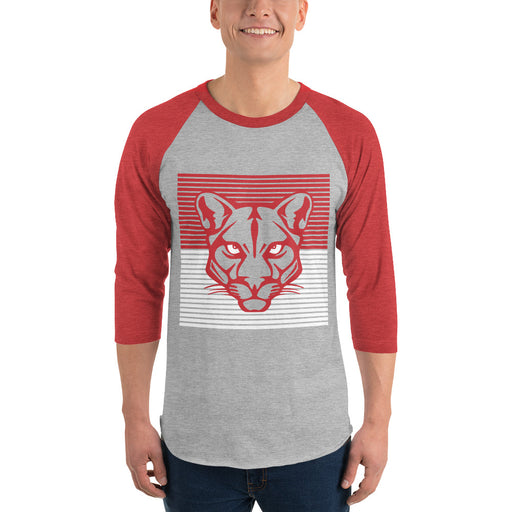 Man wearing a Tomball High School Cougars Unisex 3/4 sleeve Raglan T-shirt 27