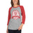 Woman wearing a Katy High School Tigers Unisex 3/4 sleeve Raglan T-shirt 204