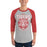 Man wearing a Katy High School Tigers Unisex 3/4 sleeve Raglan T-shirt 206