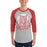 Man wearing a Katy High School Tigers Unisex 3/4 sleeve Raglan T-shirt 207