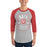 Man wearing a Katy High School Tigers Unisex 3/4 sleeve Raglan T-shirt 208